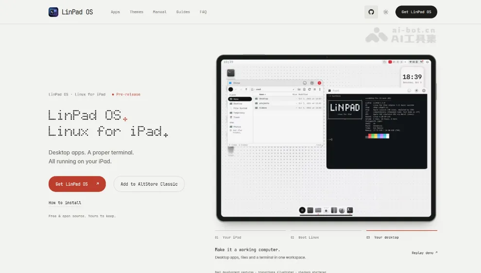 LinPad OS 开源的原生 Linux 桌面环境，专为 iPad 设计