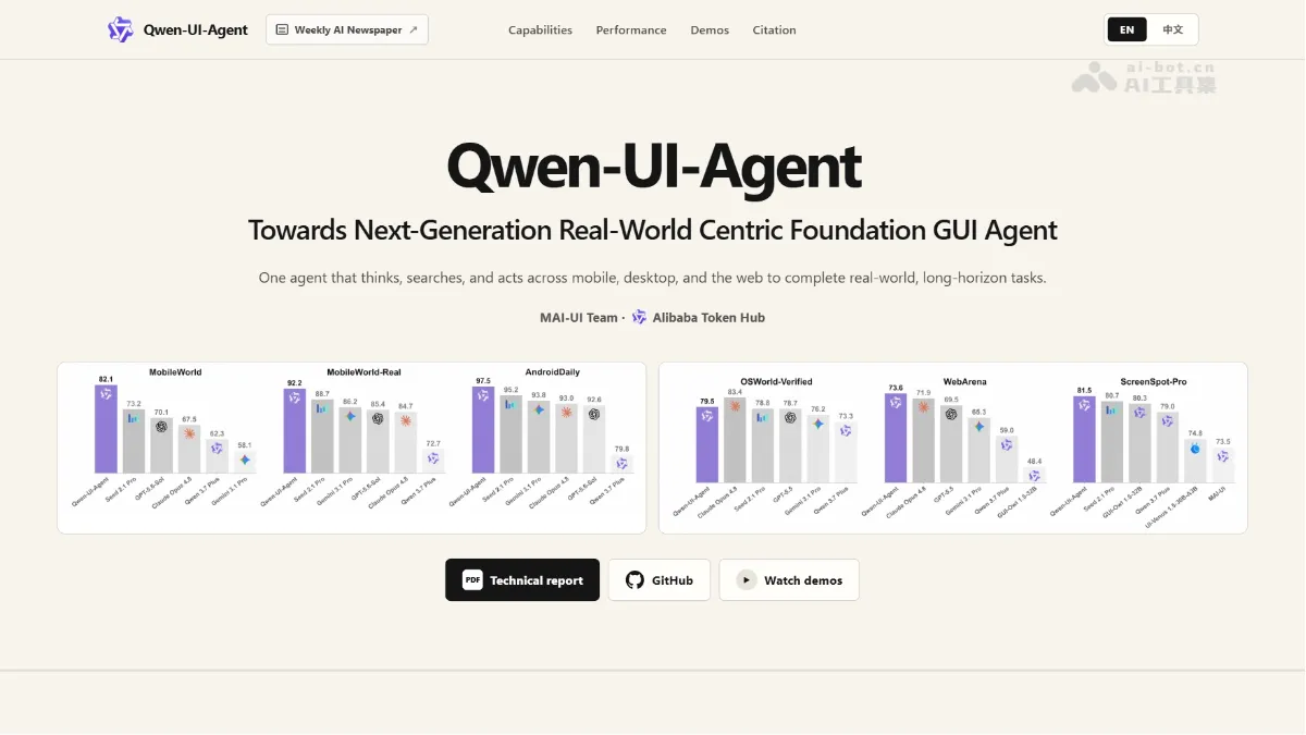 Qwen-UI-Agent 阿里通义推出的 GUI 智能体基座模型