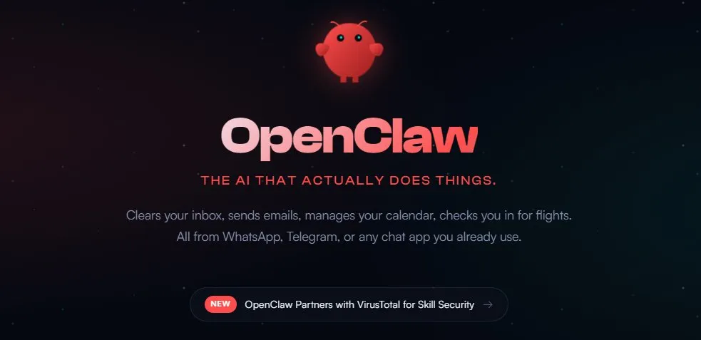 OpenClaw 官网 截图